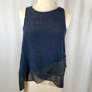 River Island Women's Top Size M Short Sleeve Black Asymmetrical Viscose Blend